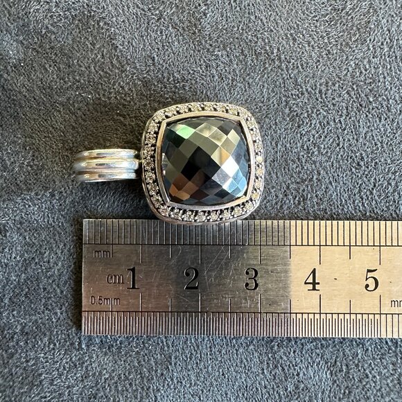 David Yurman Albion Hematite Pendant w/ Pavé White Diamonds - 14mm - RARE - Picture 12 of 12